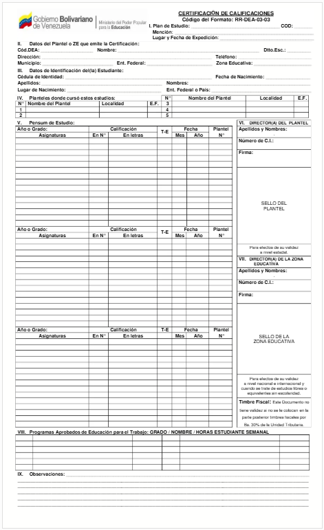 Nuevo formato de notas certificadas